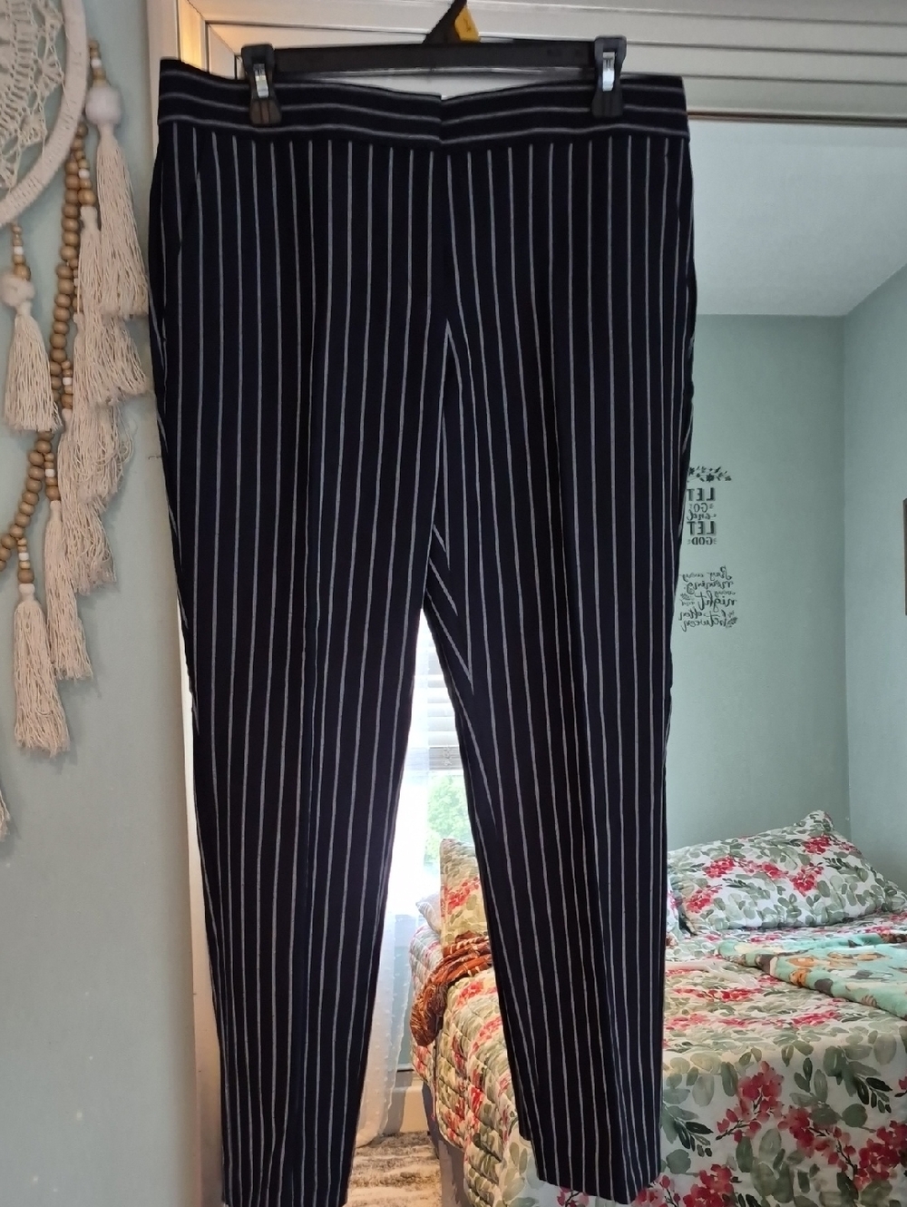 Ann Taylor Navy Pinstripe Slim Pants